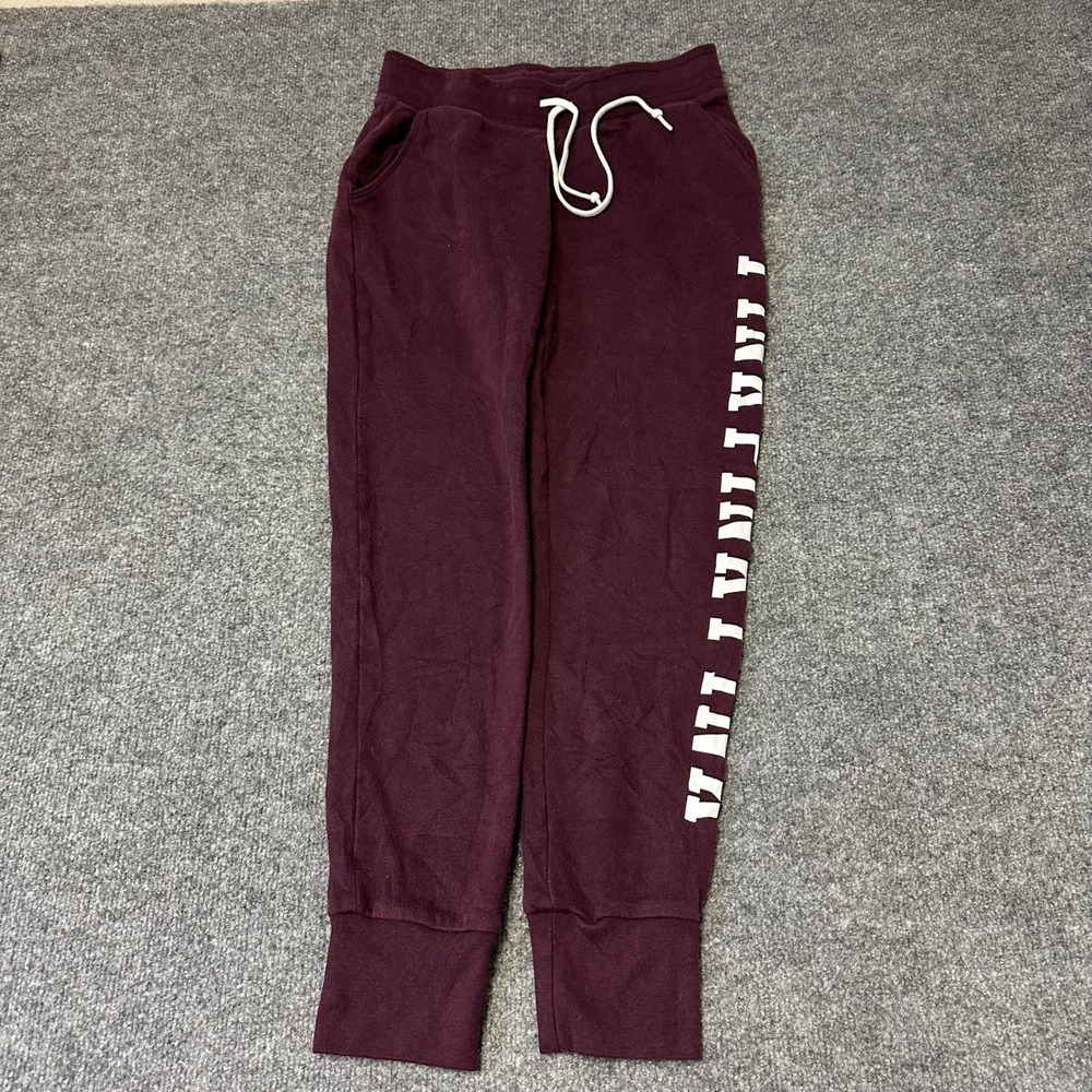 Victoria's Secret PINK Joggers Womens Size S Maroon Graphic Athletic Sweatpants